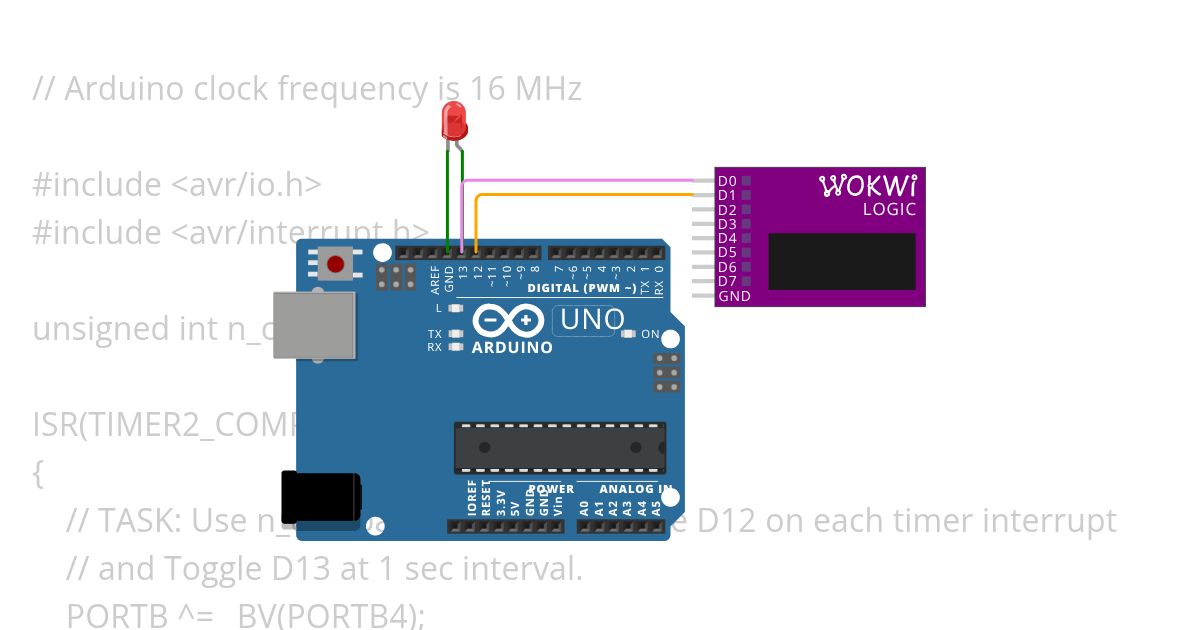 24F2100043 Atmega Timers - CTC Mode with Prescaling simulation