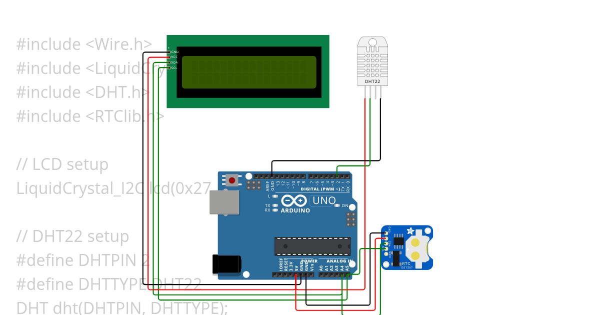 Digital Clock with Temperature Display simulation