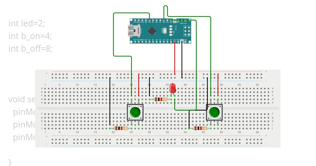 led with two button  simulation