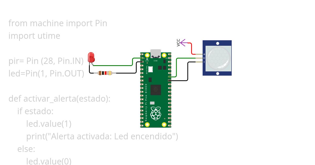 Sistema de seguridad con sensor PIR simulation