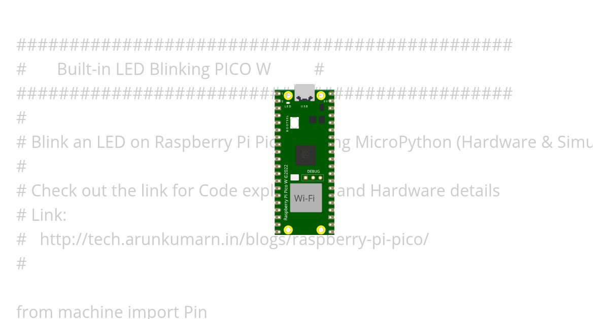 Built-in LED Blinking PICO W simulation