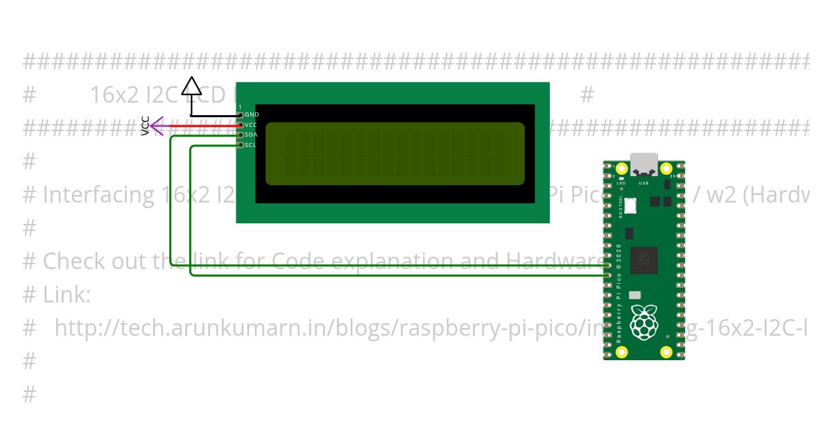 16x2 I2C LCD Display simulation