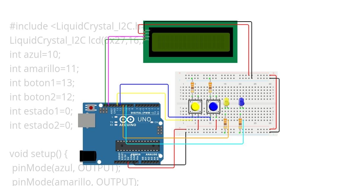 botones +lcd simulation