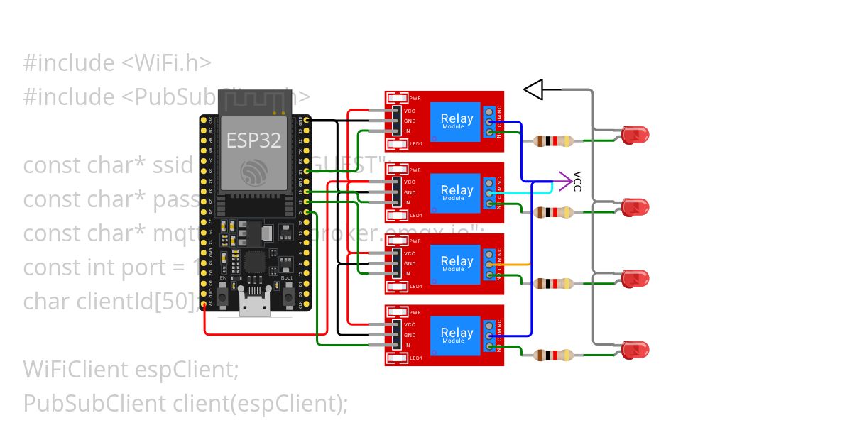 4 Relay Control with MQTT - wildcard using at topic simulation