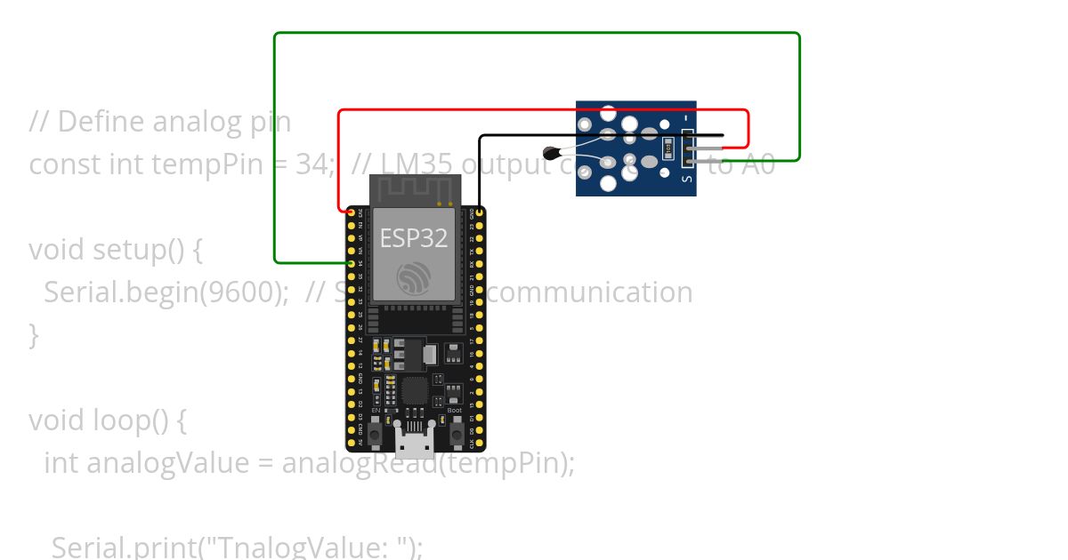 analog temperature esp 32 simulation
