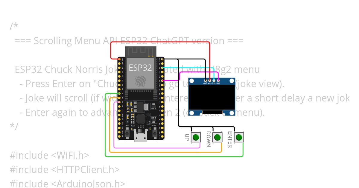 Scrolling Menu API ESP32 ChatGPT version simulation