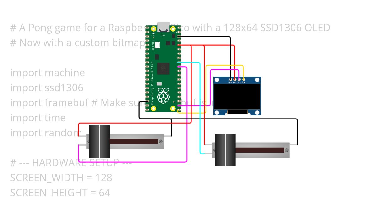 Pi Pico ssd1306 Slide Potentiometer Pong Test