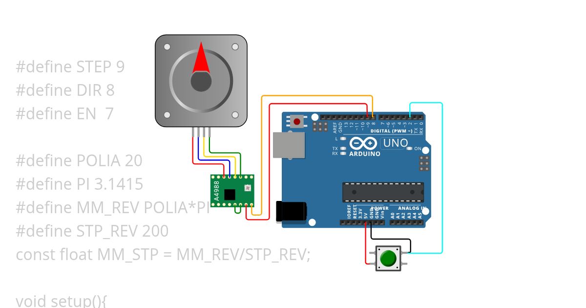 STEPPER MOTOR AND BUTTON simulation