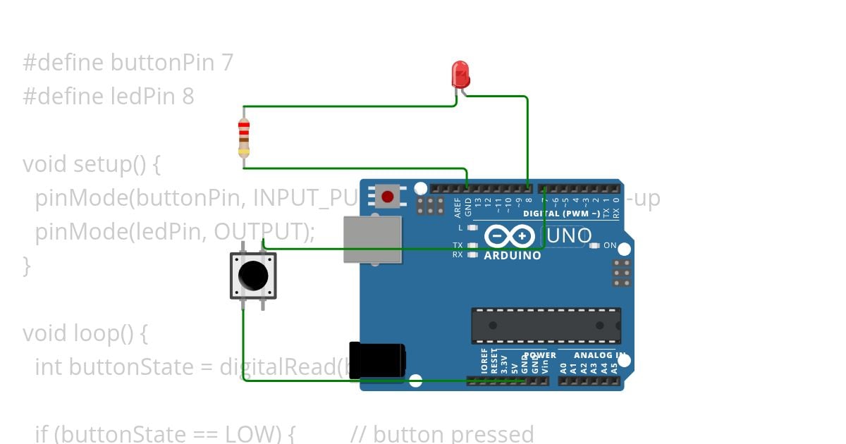 push button led simulation