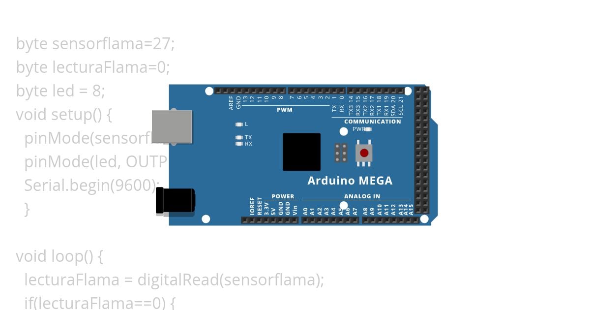 Sensor de flama con led simulation