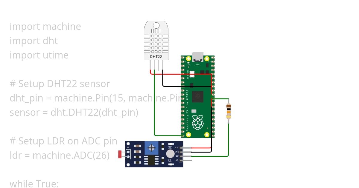 rassperry pi temprature and light sensor simulation