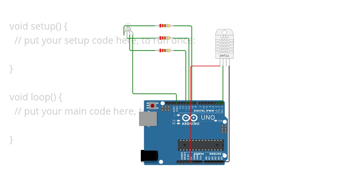 RGB LED Temperature Indicator using DHT22 simulation