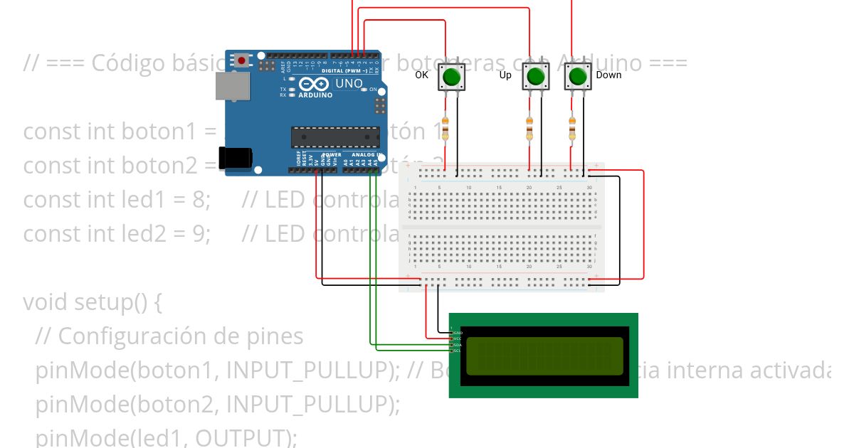 Menu LCD y Botones simulation
