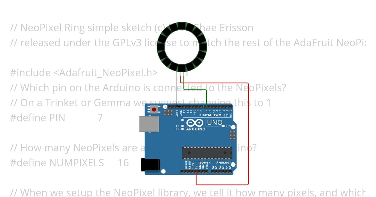 Arduino UNO + Ring NeoPixel simulation