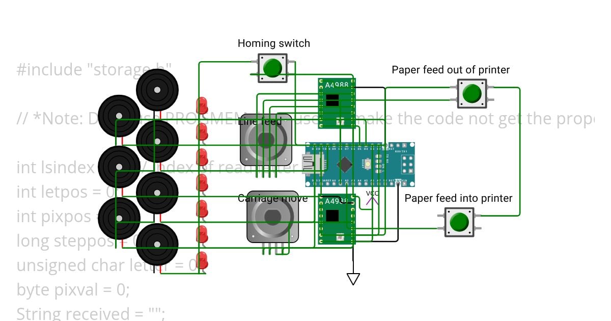 7 pin text printer simulation