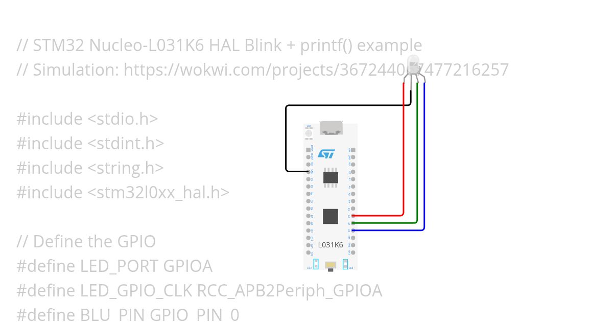 ST Nucleo L031 - HAL Learn 01 LED simulation