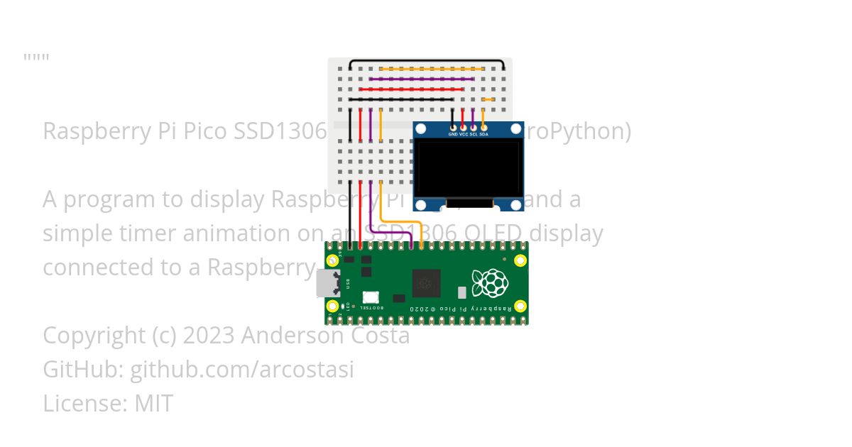 SSD1306 with MicroPython pipico simulation