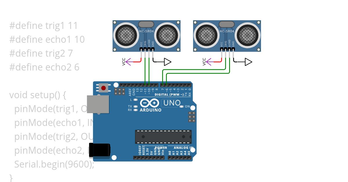 Two HC-SR04 ex  simulation
