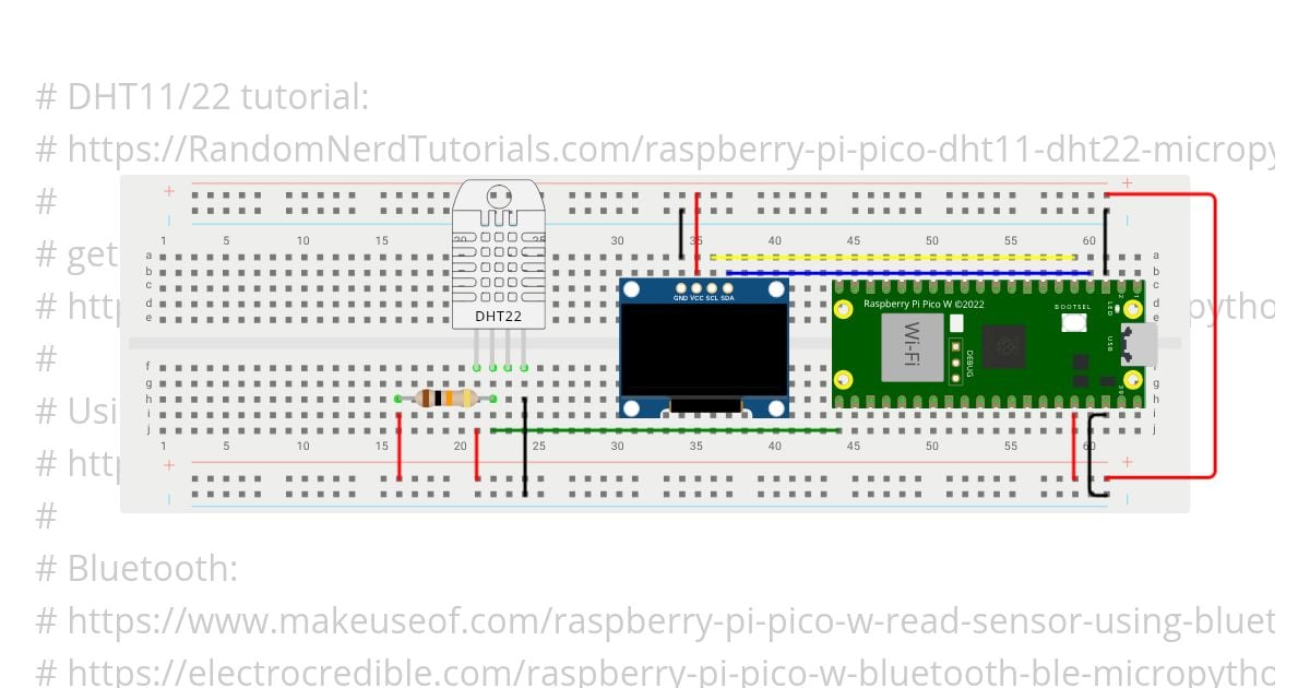 Pico with display & temperature sensor (MicroPython) simulation