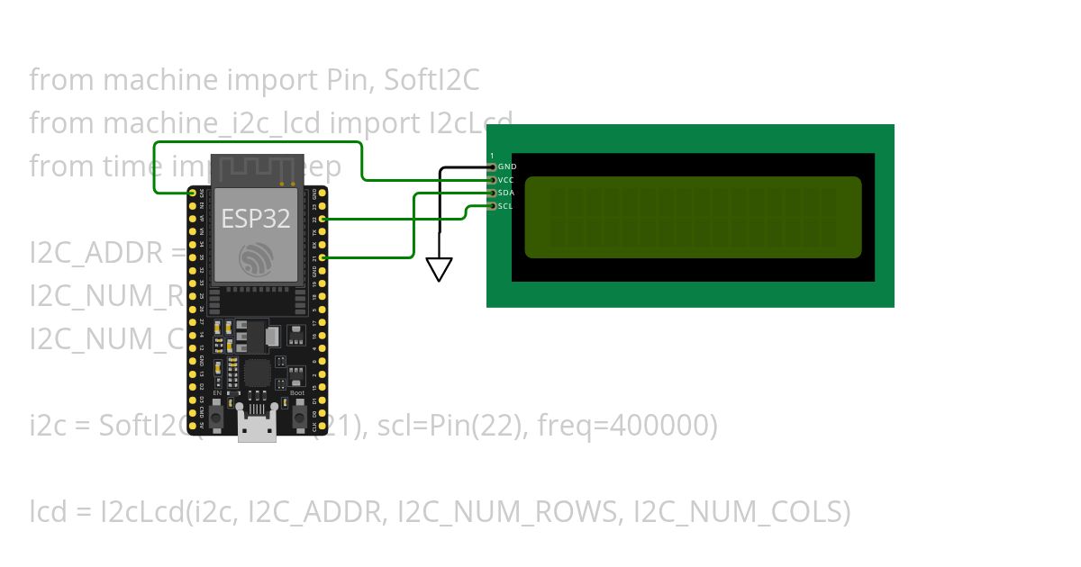 micropython lcd i2c with library simulation
