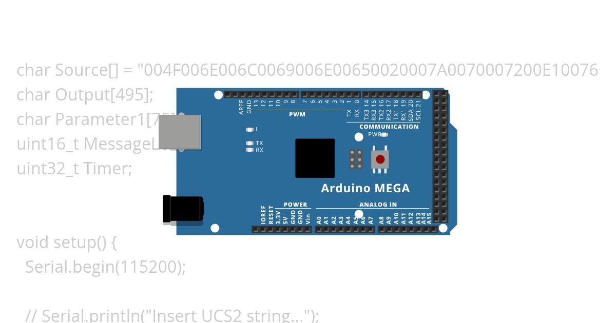 Convert from UCS2 to 3-char UTF8 from serial simulation