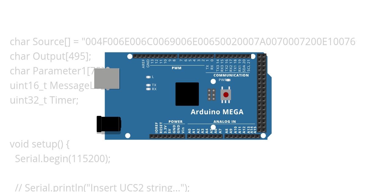 Convert from UCS2 to 3-char UTF8 from serial simulation
