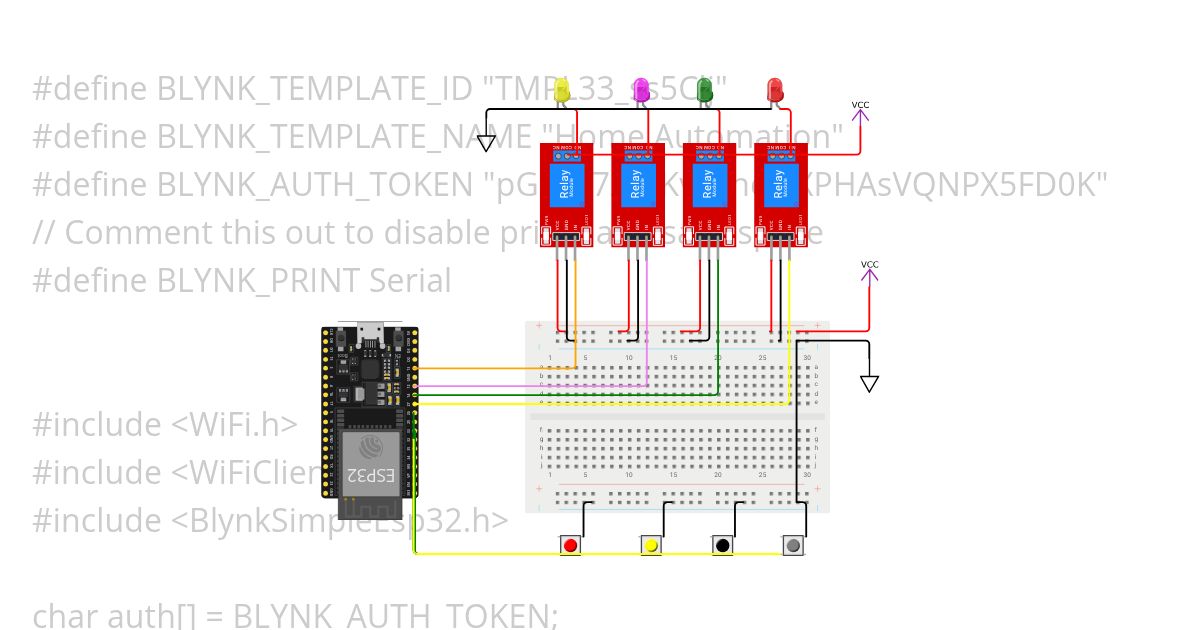 Home Automation Using Blynk 2.0 simulation