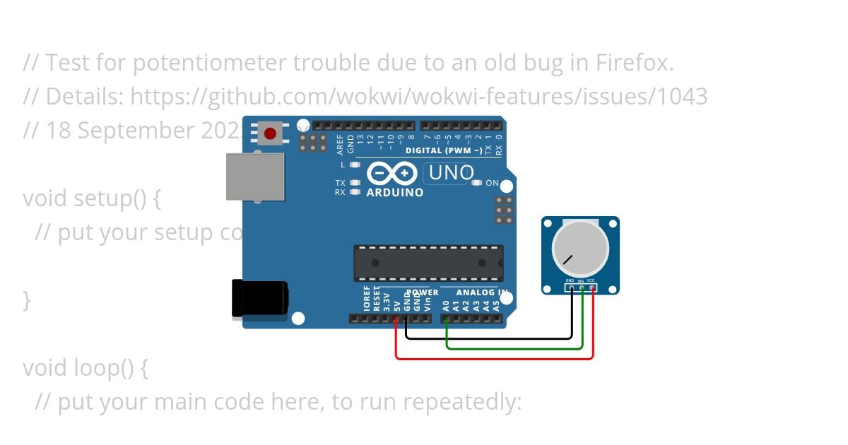 Test potentiometer in Firefox. simulation