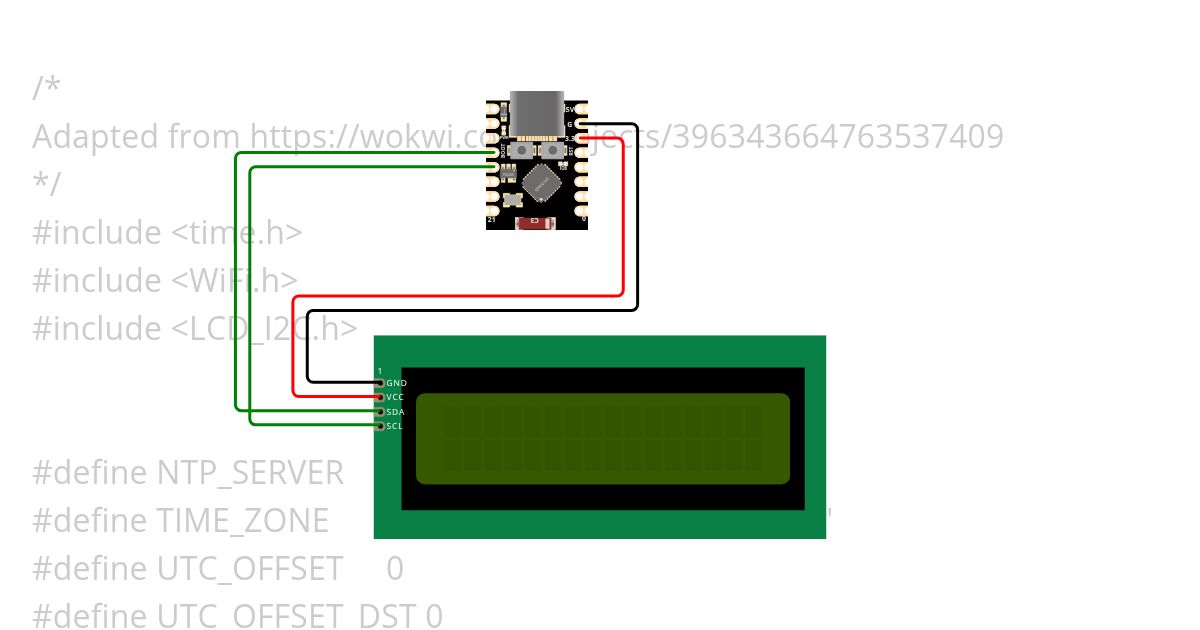 ESP32-C3 SuperMini NTP clock simulation