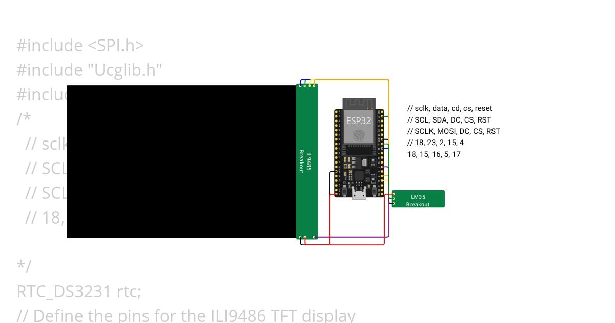 Zegar analogowy i termometr z wyświetlaczem TFT LCD 2 simulation