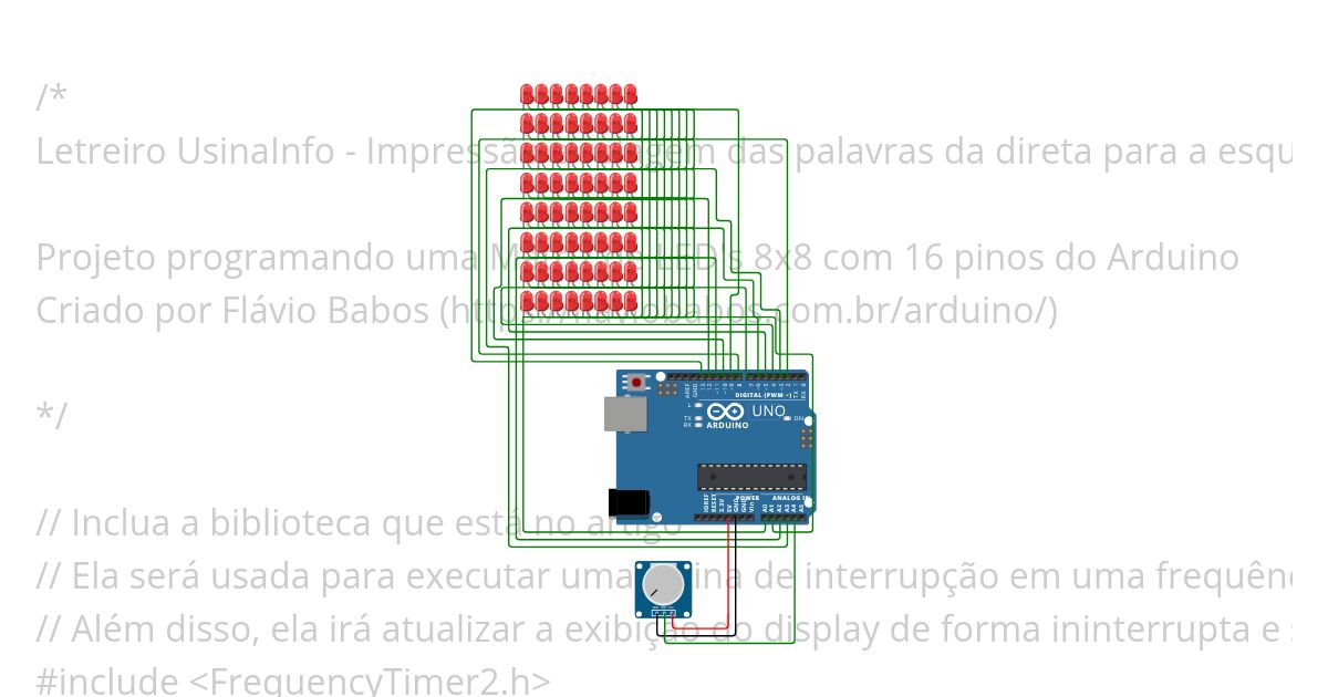 Matriz de Led 8×8: Construindo um Letreiro Luminoso simulation