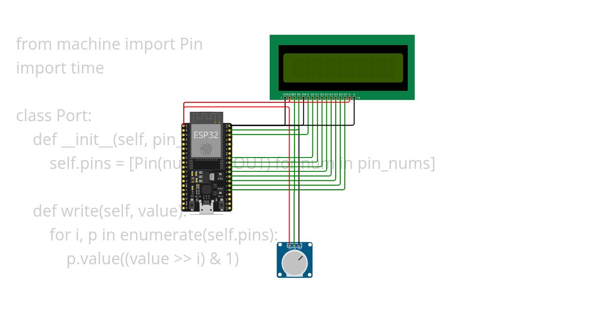 LCD 8-bit interface simulation