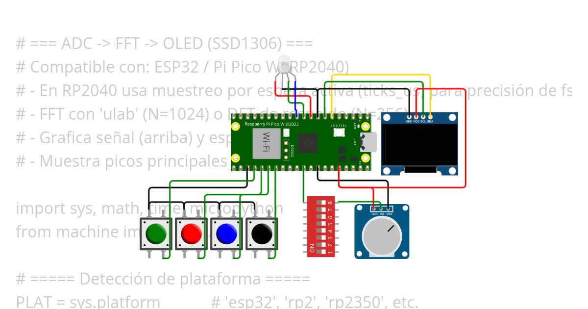 FFT PicoW SSD1306 v0 simulation