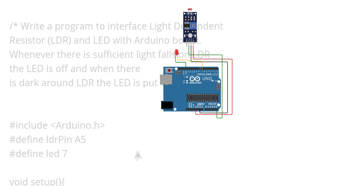 LDR WITH LED simulation