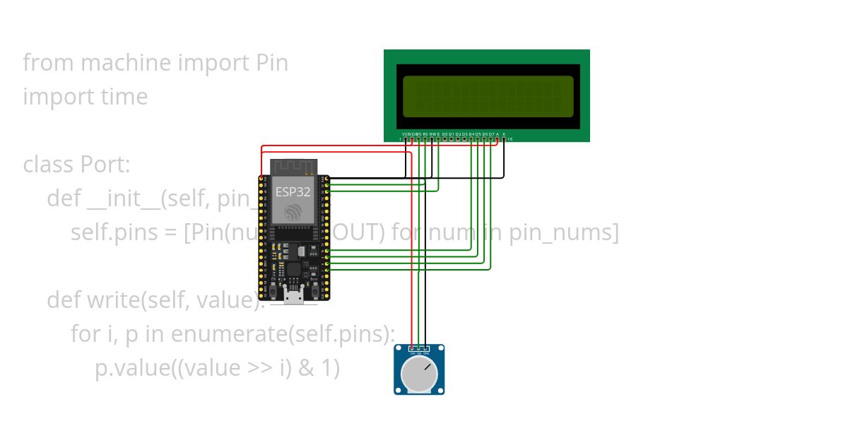 LCD 4-bit interface simulation