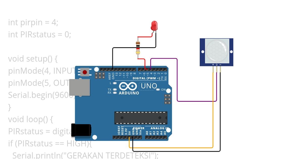 Sensor Gerak 1 lampu simulation