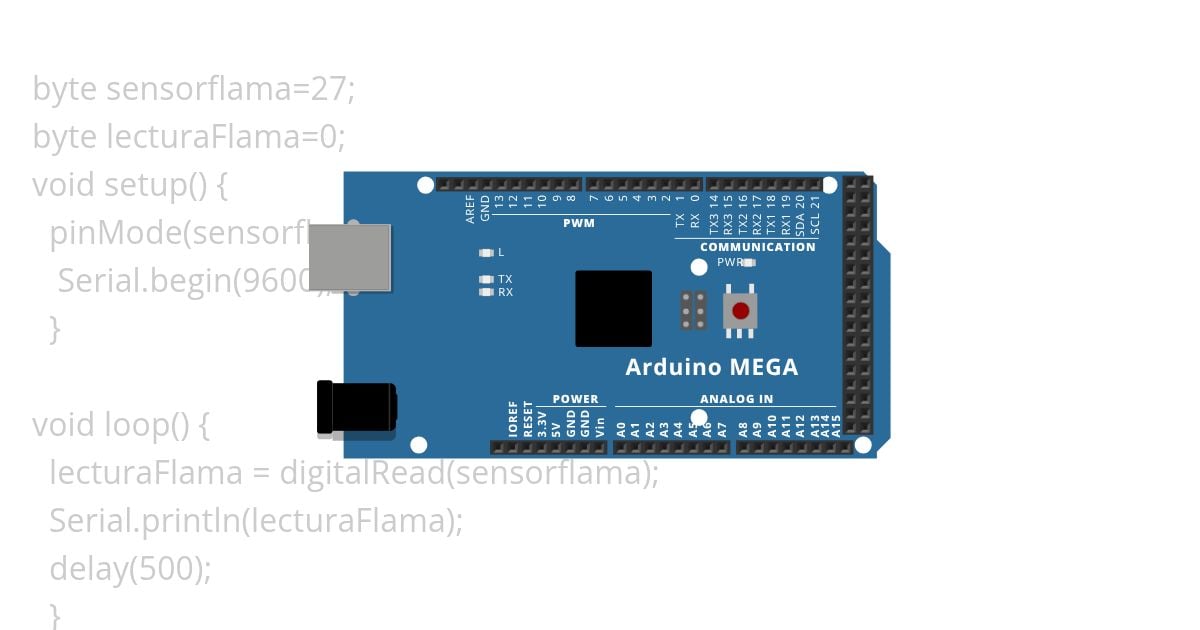 Sensor de flama LECTURA simulation