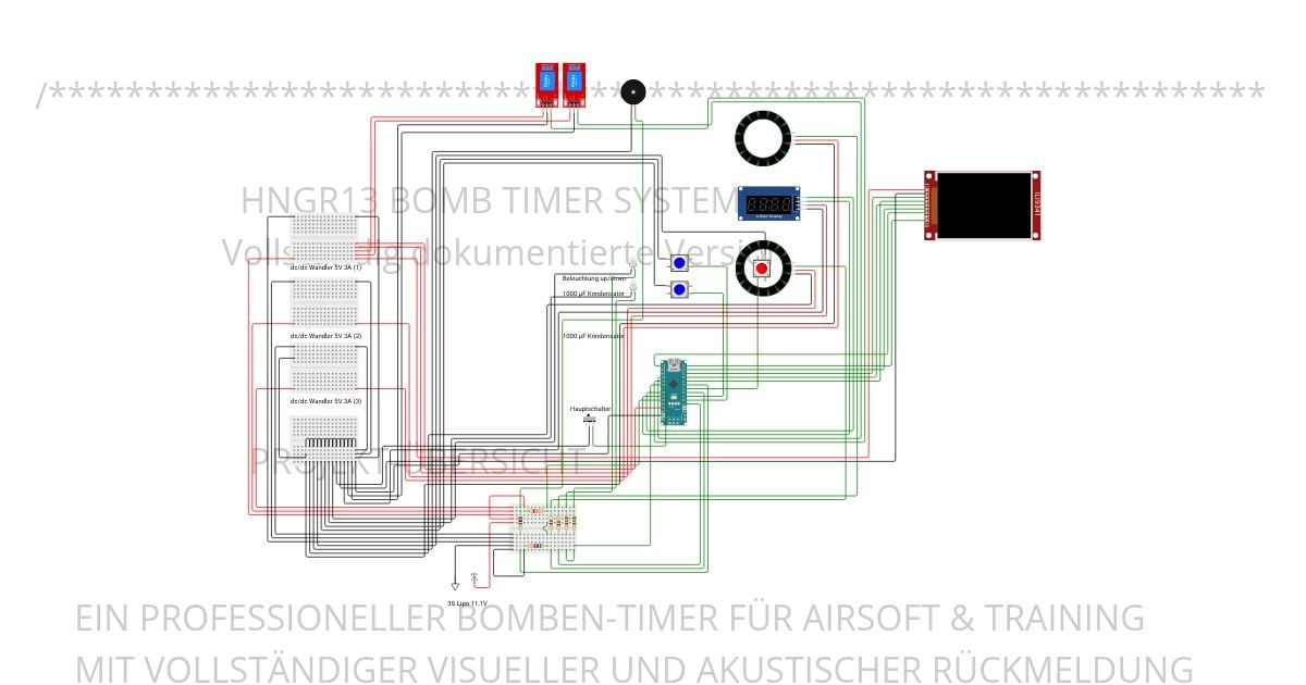 Fliegerbome HNGR13 TFT V.1.2.Pink Panther Theme Rauch Zündung Doku Detail 35 Leds Akku Warnung Verkabelung simulation