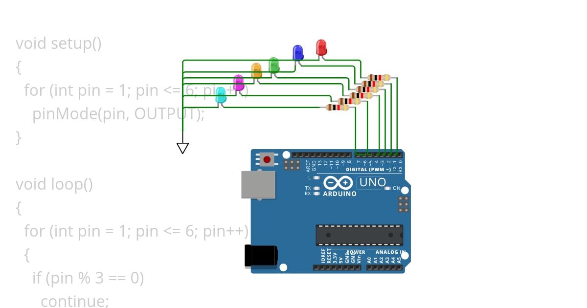 loop and continue LED 10/2 simulation