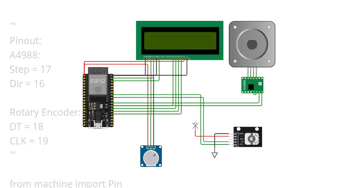 LCD + step motor + encoder simulation