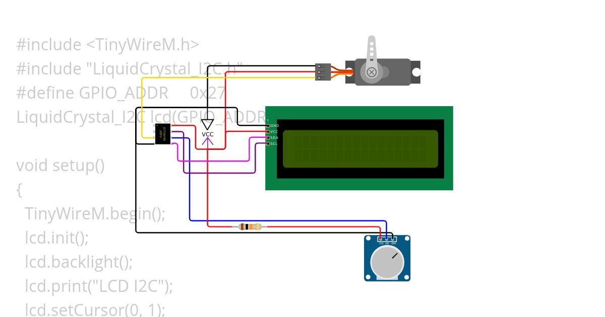 potenciometro, i2c, servo no attiny simulation