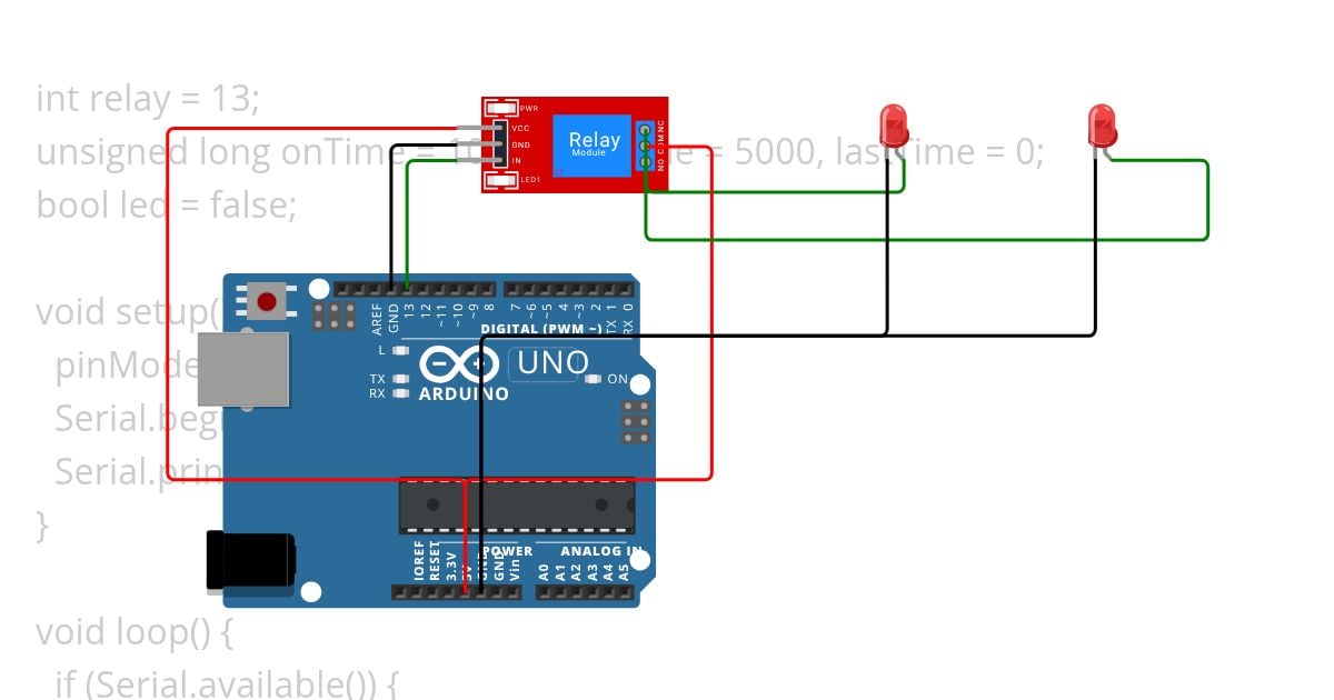 LED ON/OFF USING SERIAL COMMUNICATION simulation