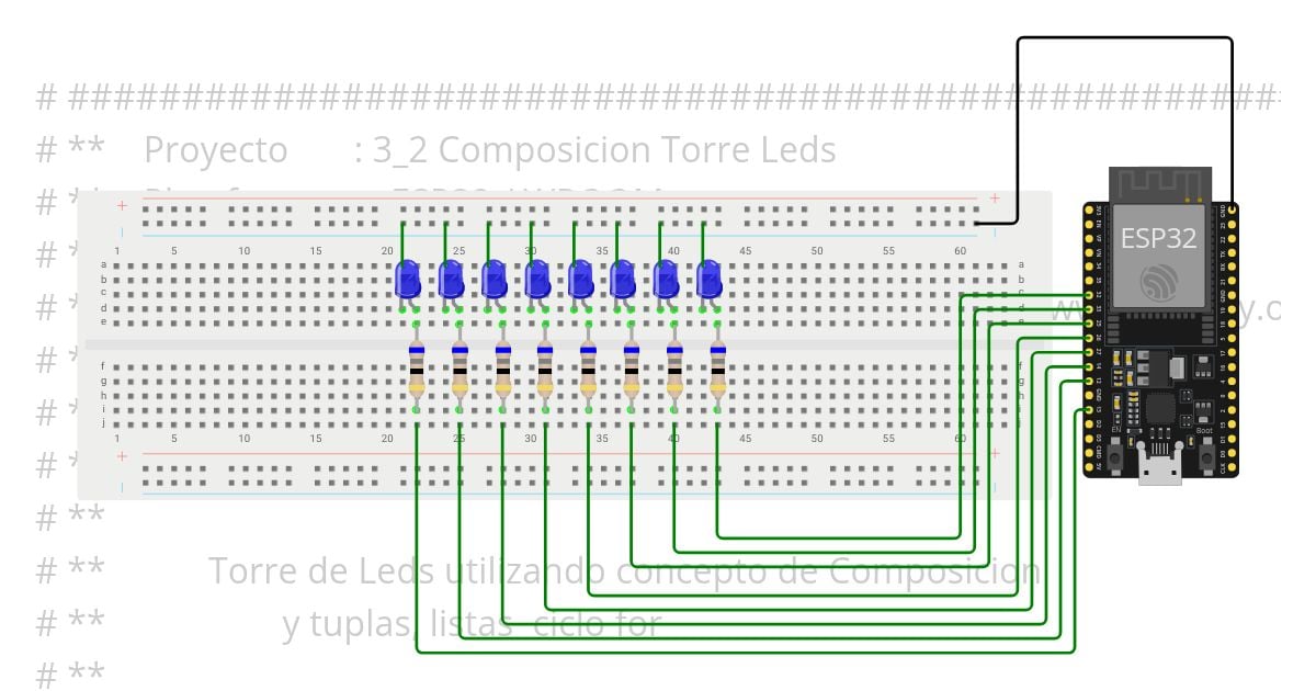 3_2 Composicion Torre Leds simulation