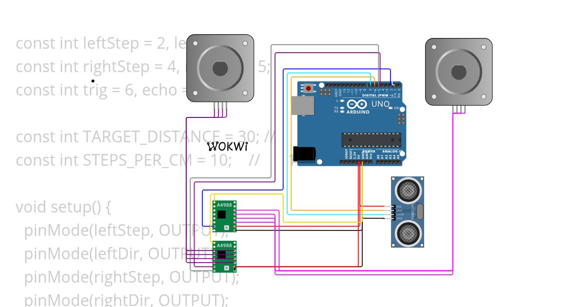 Robot follow object const 30cm simulation