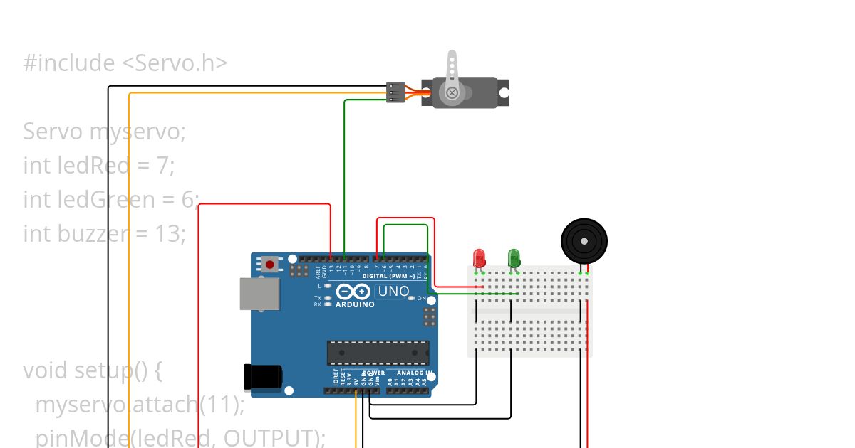 Servo + buzzer simulation