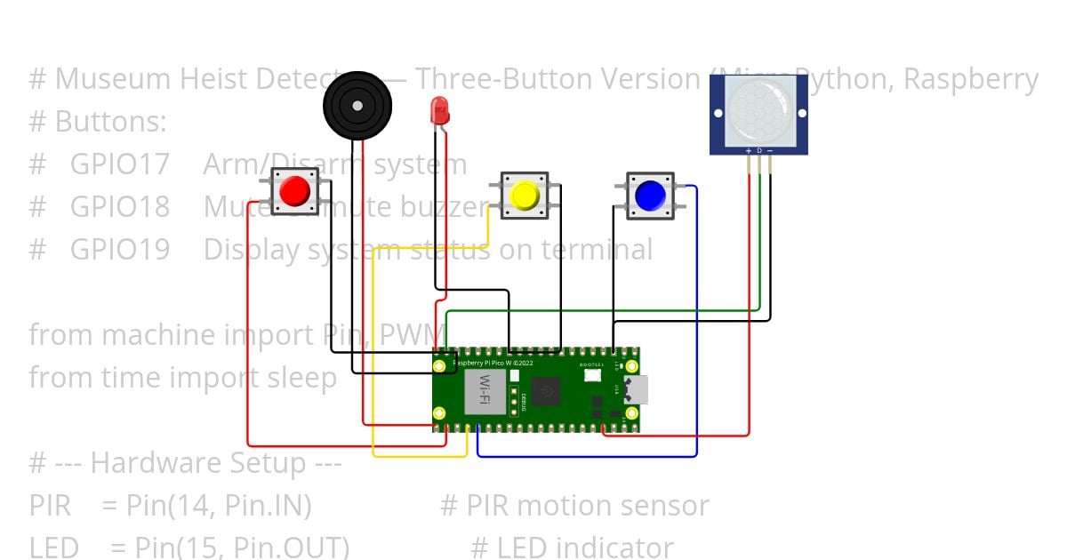 Museum Heist Detector — Three-Button Version