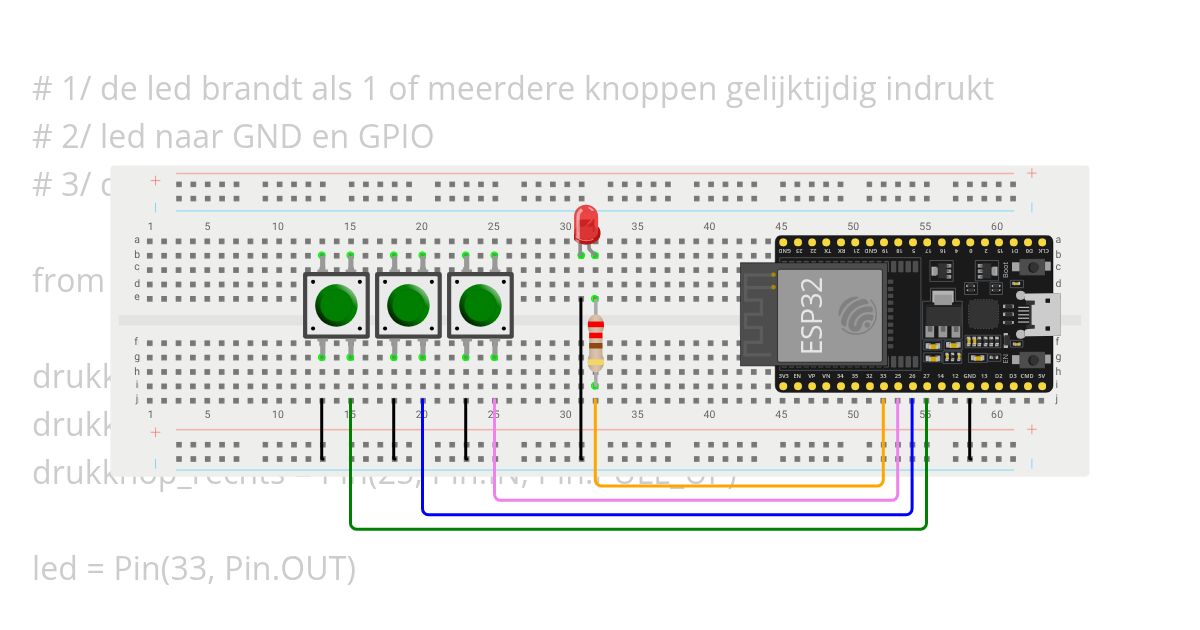 P1-L05-4  GND de led brandt als 4 of meerdere knoppen gelijktijdig indrukt  simulation