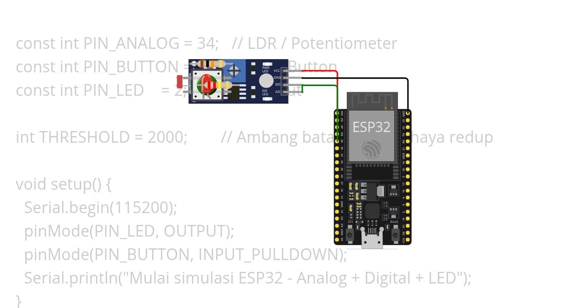 Simulasi Wokwi Sensor Analog simulation