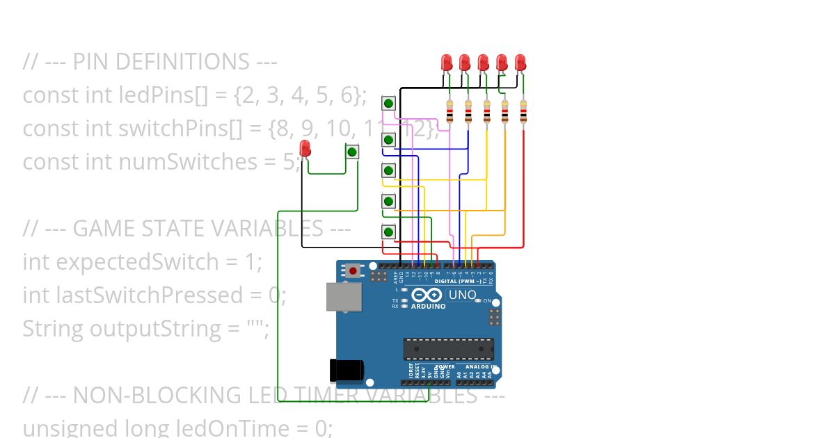 Five LEDS simulation
