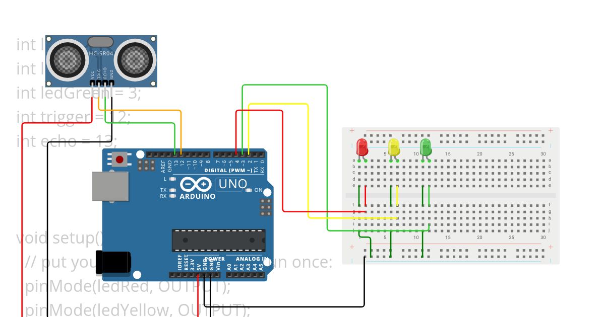 Distance sensor + LEDs simulation